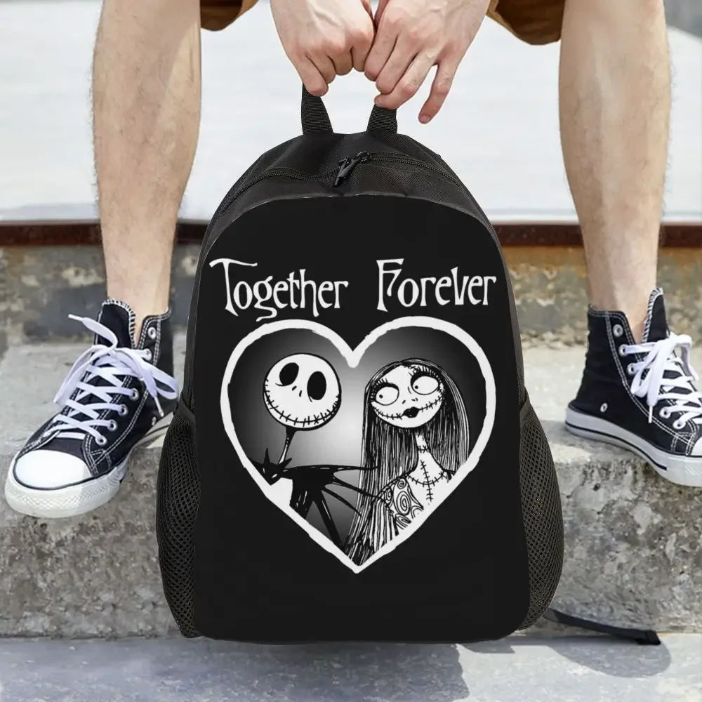 Custom Nightmare Before Christmas Backpacks for Men Women School College Student Bookbag Skellington Halloween Skull Bags