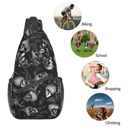 Crossbody Bag Sports Smoke Skulls Chest Bag Unisex Women Man Fashion Shoulder Backpacks Travel