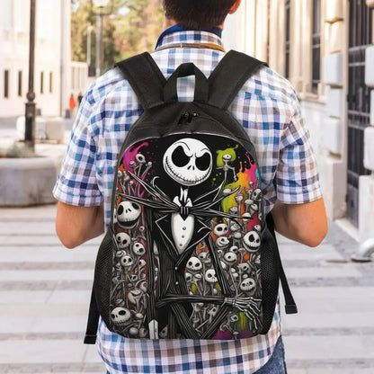 Custom Nightmare Before Christmas Backpacks for Men Women School College Student Bookbag Skellington Halloween Skull Bags