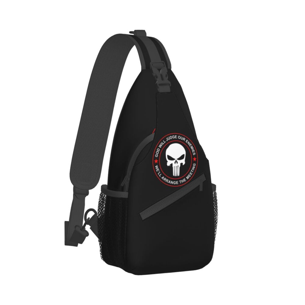 Casual Punishers Skeleton Skull Sling Crossbody Backpack Men Shoulder Chest Bags for Camping Biking