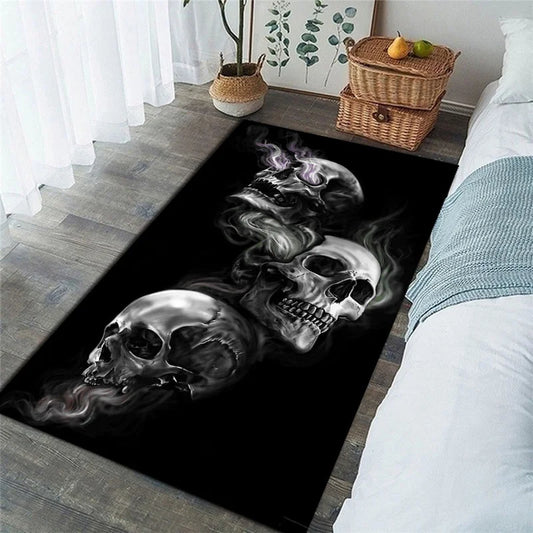 Horror black skull decoration carpet bedroom living room balcony bathroom restaurant kitchen study non -slip floor cushion rugs