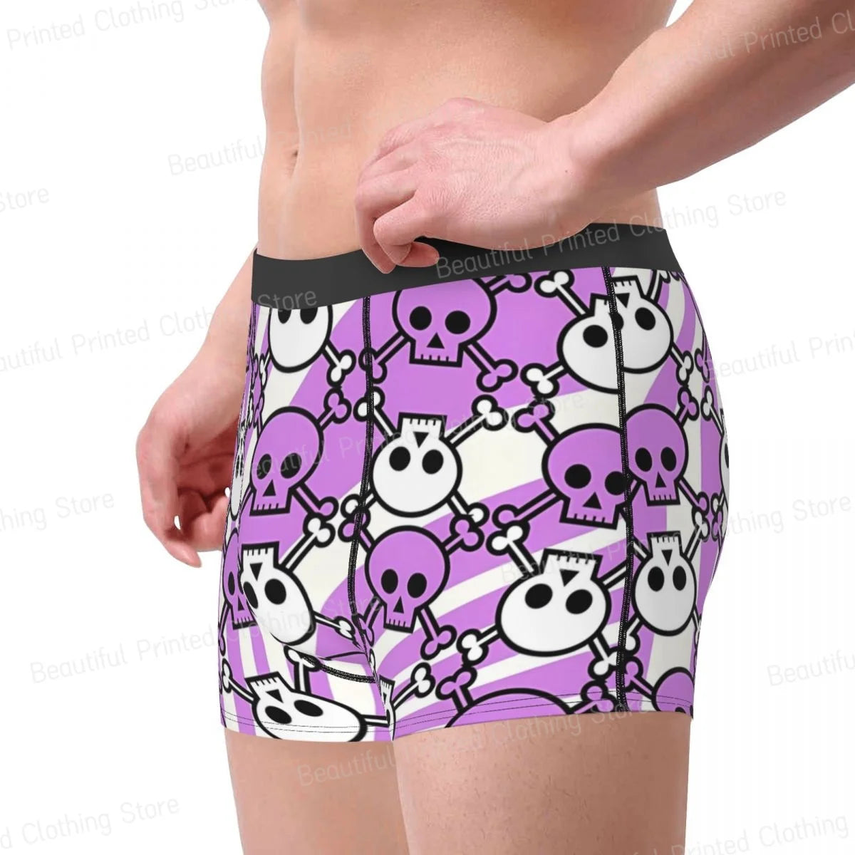 Purple Skull Pattern Men Boxer Briefs Underwear Monster High Highly Breathable High Quality Gift Idea