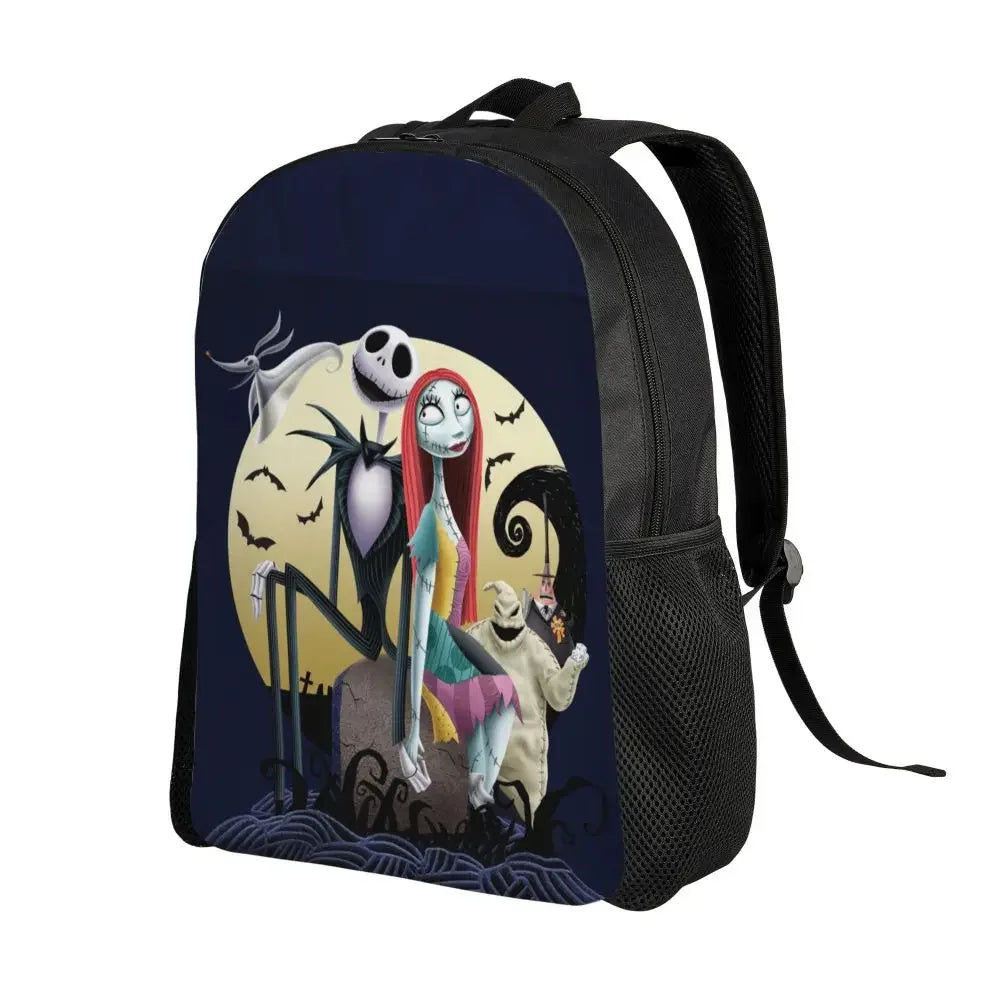 Custom Nightmare Before Christmas Backpacks for Men Women School College Student Bookbag Skellington Halloween Skull Bags