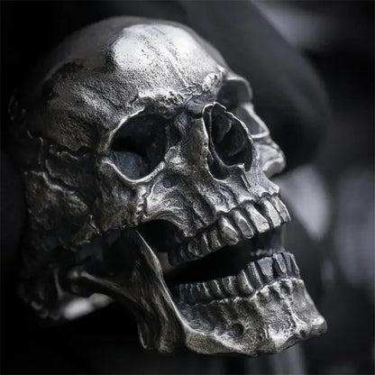 Gothic Punk Exaggeration Demon Skull Rings Cool Men's 316L Stainless Steel Skull Biker Ring Hiphop Motorcycle Jewelry Gift