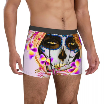 Catrina Mexican Sugar Skull Lady Men's Underwear Boxer Briefs Shorts Panties Novelty Soft Underpants for Male S-XXL