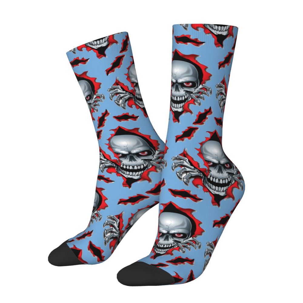 Novelty Mens Funny Jokers Skull Gun Dress Socks Unisex Comfortable Warm 3D Printed Gothic Skeleton Crew Socks