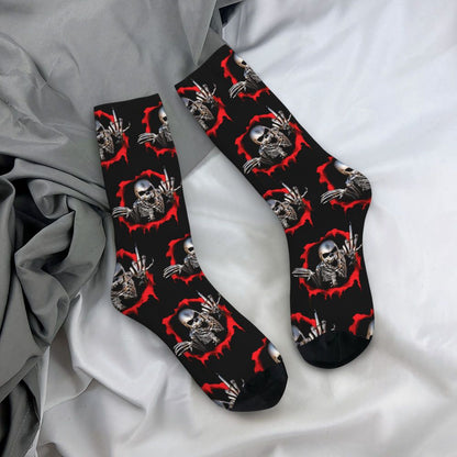 Novelty Mens Funny Jokers Skull Gun Dress Socks Unisex Comfortable Warm 3D Printed Gothic Skeleton Crew Socks