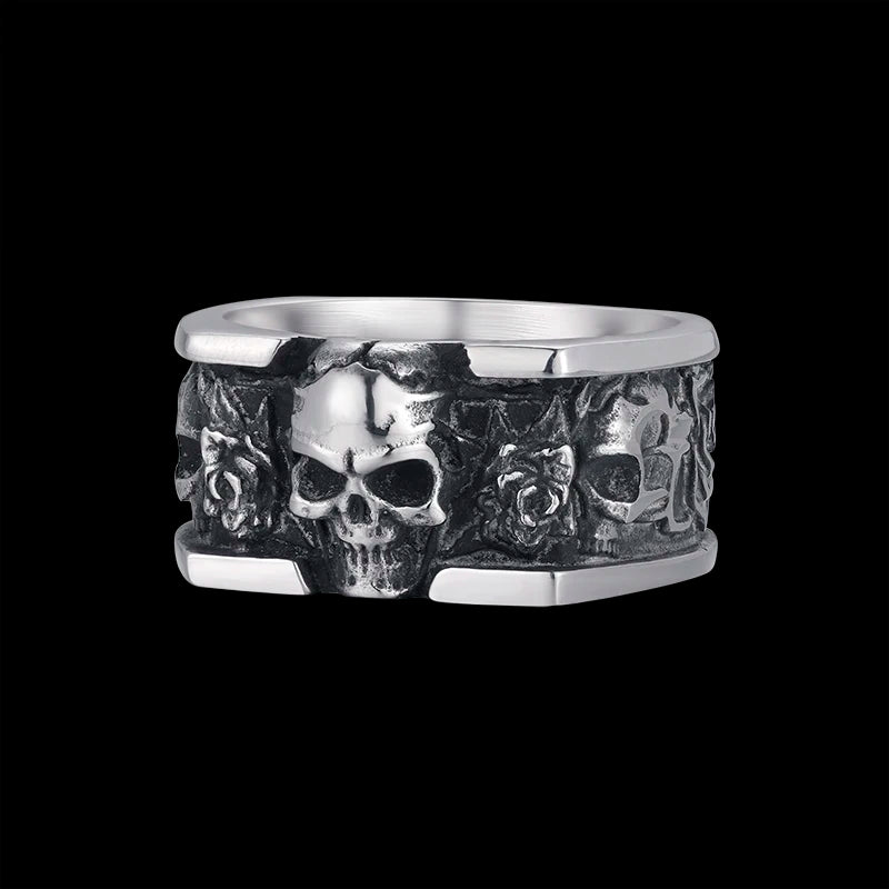 Style Stainless Steel Gothic Accessories Lost Skull Ring Anel Masculino Punk Jewelry Gift OSR731