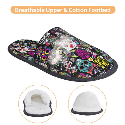 Halloween Catrina Sugar Skull House Slippers Soft Memory Foam Shoes Day Of The Dead Mexican Lady Comfy Warm Anti-Skid Slipper