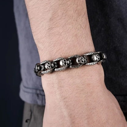 Fashion Punk Skull Head Titanium Steel Men's Bracelet Vintage Rock Motorcycle Bracelet Jewelry