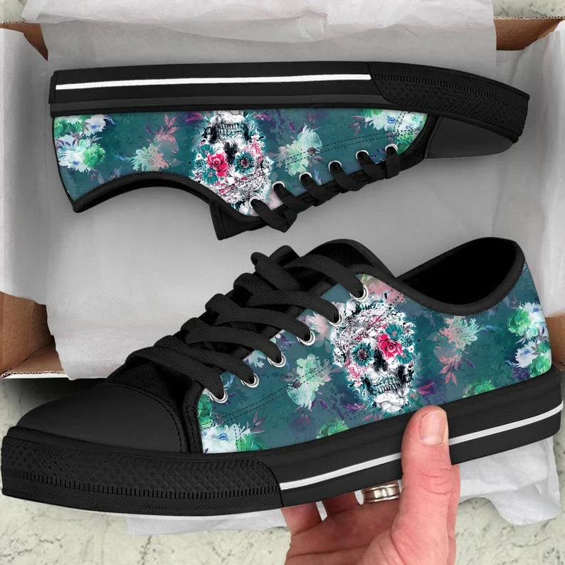 Hot Shoes Sugar Skull Prints Fashion Mens Womens Casual Lace-up Vulcanized Shoes Classic Vulcanized Shoes for Ladies Sneakers