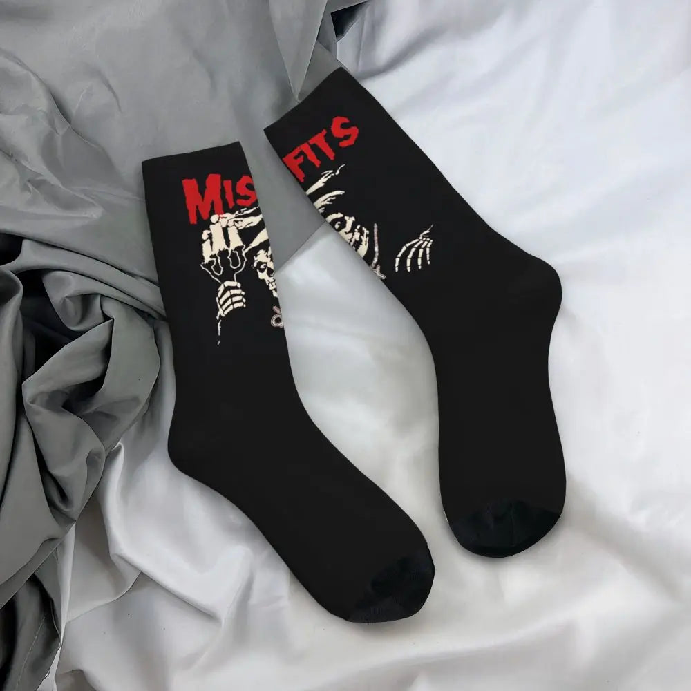 Misfits Skull Funny Socks for Men Women Male Unisex Crazy Street Style Printed Happy Crew Sock with Print Summer