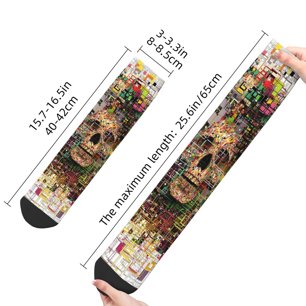 Funny Happy Men's Socks Mexican Skull Vintage Harajuku Skeleton Skull Bone Hip Hop Seamless Crew Crazy Sock Gift Pattern Printed