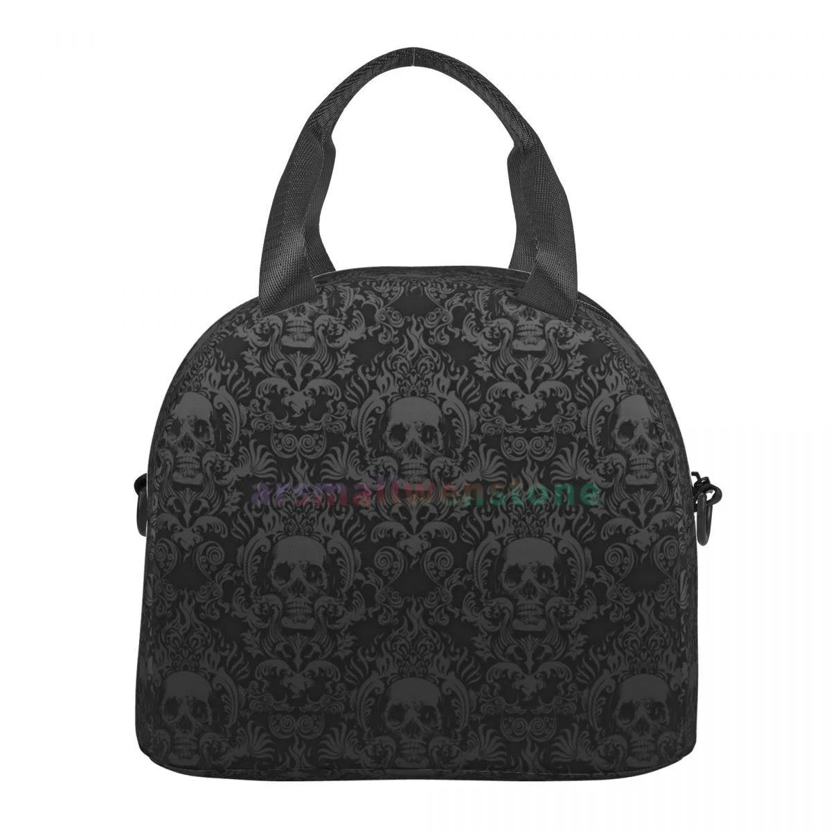 Goth Gothic Black Skull Lunch Bag for Women Portable Thermal Insulated Lunch Box Picnic Multifunction Food Tote