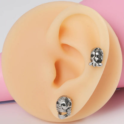 1PC Surgical Steel Skull Ear Stud Demon Skeleton Earrings Men Hiphop Style Prevent Allergy Ear Piercing Jewelry