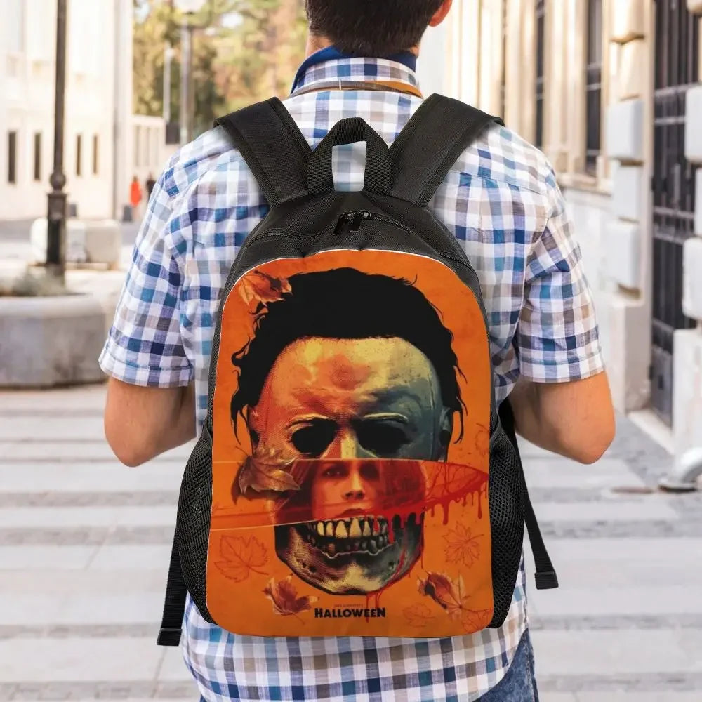 Lucifer Grim Reaper Laptop Backpack Women Men Casual Bookbag for College School Students Halloween Scary Skull Bag