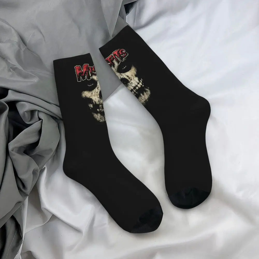 Misfits Skull Funny Socks for Men Women Male Unisex Crazy Street Style Printed Happy Crew Sock with Print Summer