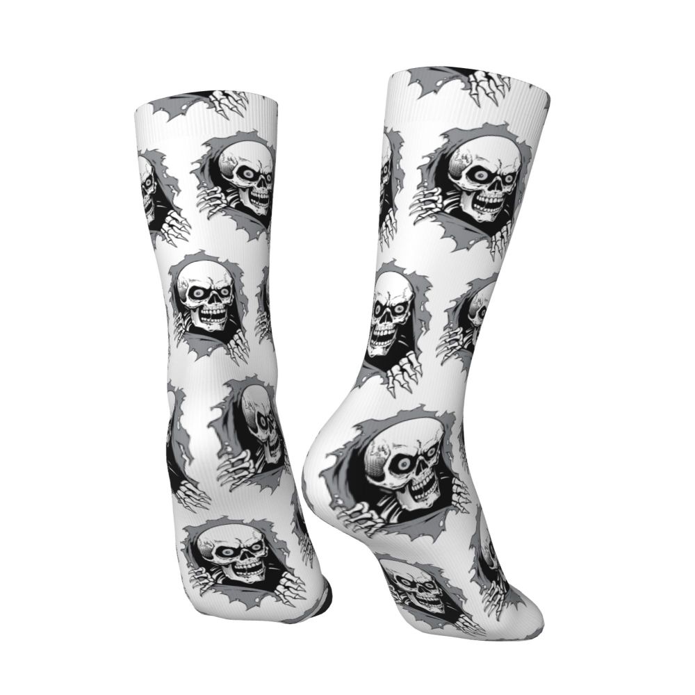 Novelty Mens Funny Jokers Skull Gun Dress Socks Unisex Comfortable Warm 3D Printed Gothic Skeleton Crew Socks