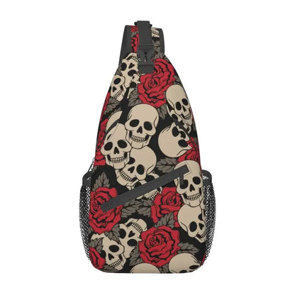 Horror Skeleton Gothic Death Skull Crossbody Sling Backpack Men Custom Shoulder Chest Bag for Traveling Daypack