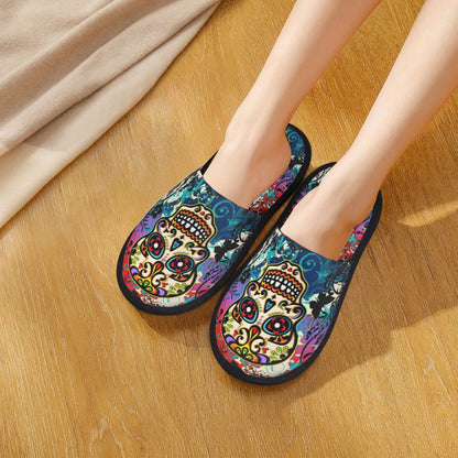 Halloween Catrina Sugar Skull House Slippers Soft Memory Foam Shoes Day Of The Dead Mexican Lady Comfy Warm Anti-Skid Slipper