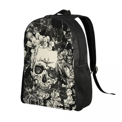 Skulls And Roses Backpack for Women Men School College Students Bookbag Fits 15 Inch Laptop Gothic Moth Bags