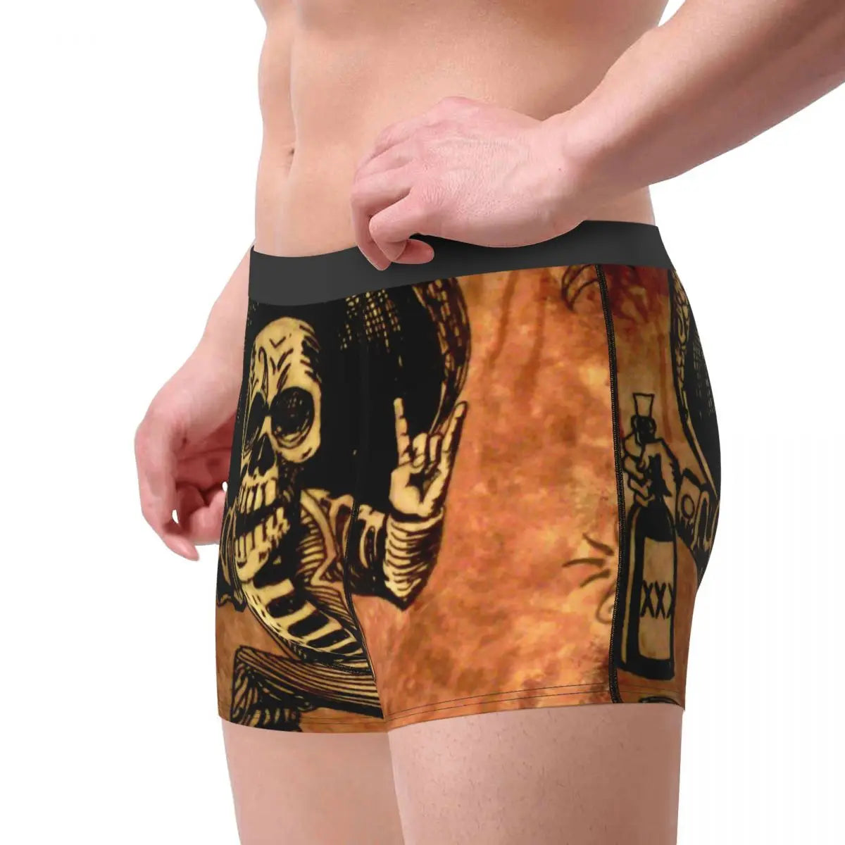 Humor Boxer Posada Day Of The Dead Outlaw Shorts Panties Men Underwear Skull Mid Waist Underpants for Male S-XXL