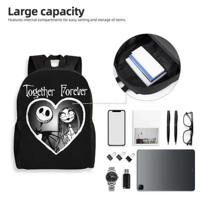 Custom Nightmare Before Christmas Backpacks for Men Women School College Student Bookbag Skellington Halloween Skull Bags