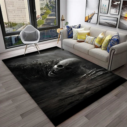 3D Gothic Horror Skull Ghost Cartoon Carpet Rug for Home Living Room Bedroom Sofa Doormat Decor,kids Area Rug Non-slip Floor Mat