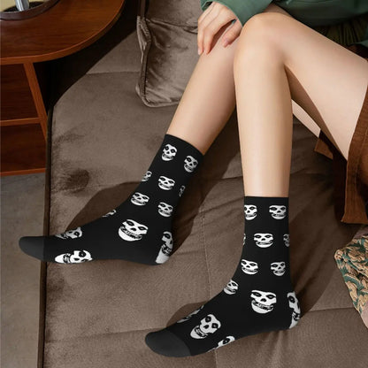 Winter Warm Fashion Men's Women's Misfits Skull Socks Sweat Absorbing Basketball Socks