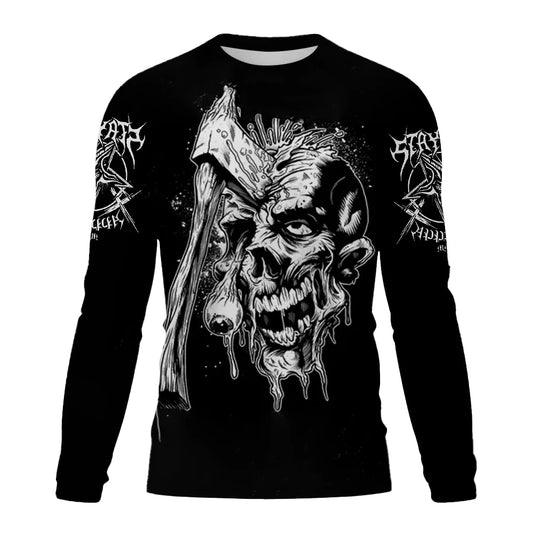 Men's Retro Long sleeved T-shirt Horror Street Skull 3D Print O-neck Short Sleeve Skeleton Street Hip-hop Shirt Large size Tops