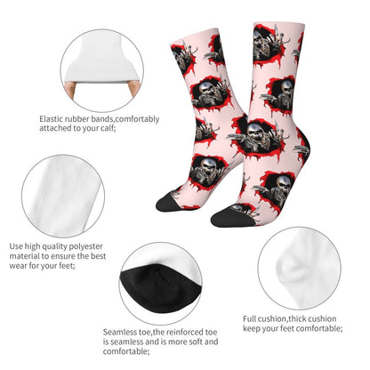 Novelty Mens Funny Jokers Skull Gun Dress Socks Unisex Comfortable Warm 3D Printed Gothic Skeleton Crew Socks