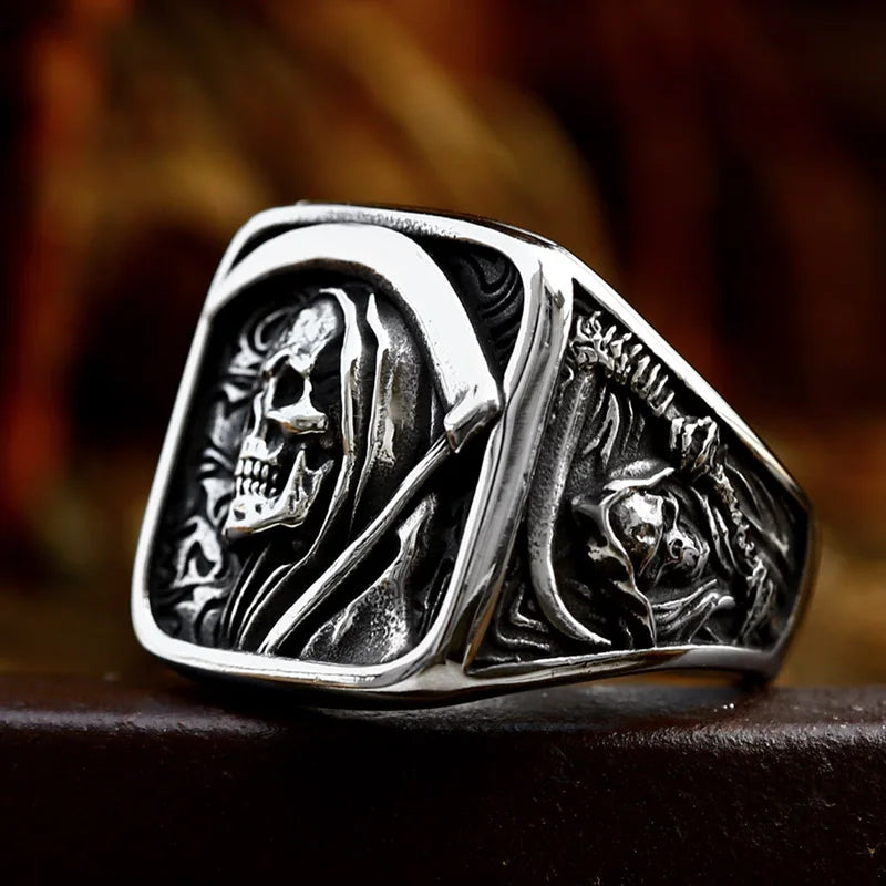 BEIER  Arrival The Grim Reaper Ring Stainless Steel Skull Ring For Men Punk Vintage Biker Jewelry Wholesale