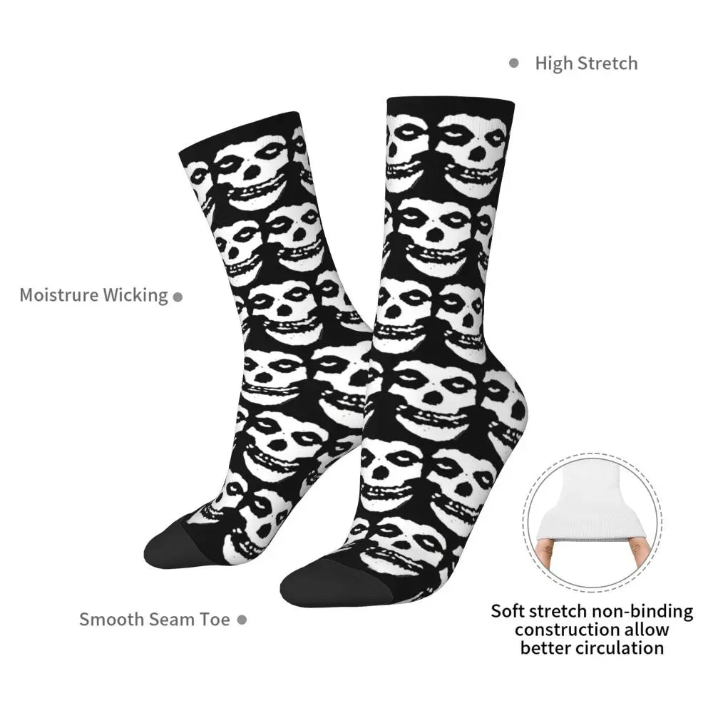 Misfits Skull Funny Socks for Men Women Male Unisex Crazy Street Style Printed Happy Crew Sock with Print Summer