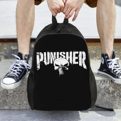 Customized Superhero Backpack Men Women Basic Bookbag for College School Punisher Skull Symbol Bags