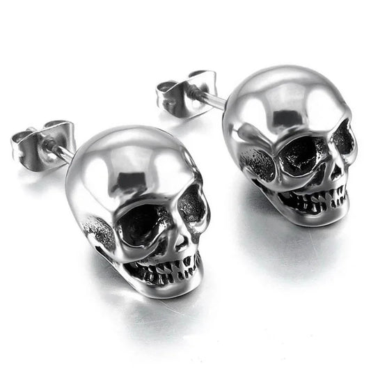 Halloween Skull Stud Earrings for Men Punk Hip-hop Creative Metal Skeleton Mini Earrings Accessories Wholesale