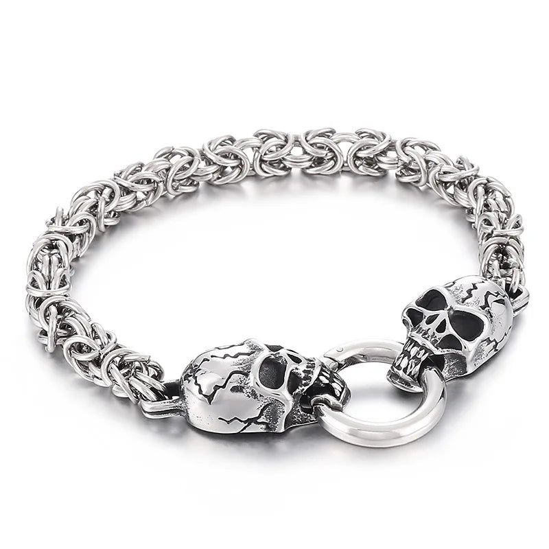 New 316L Stainless Steel Hip Hop Gothic Skull Wolf Head Dragon Bracelet for Women Punk Solid Metal Jewelry Gift