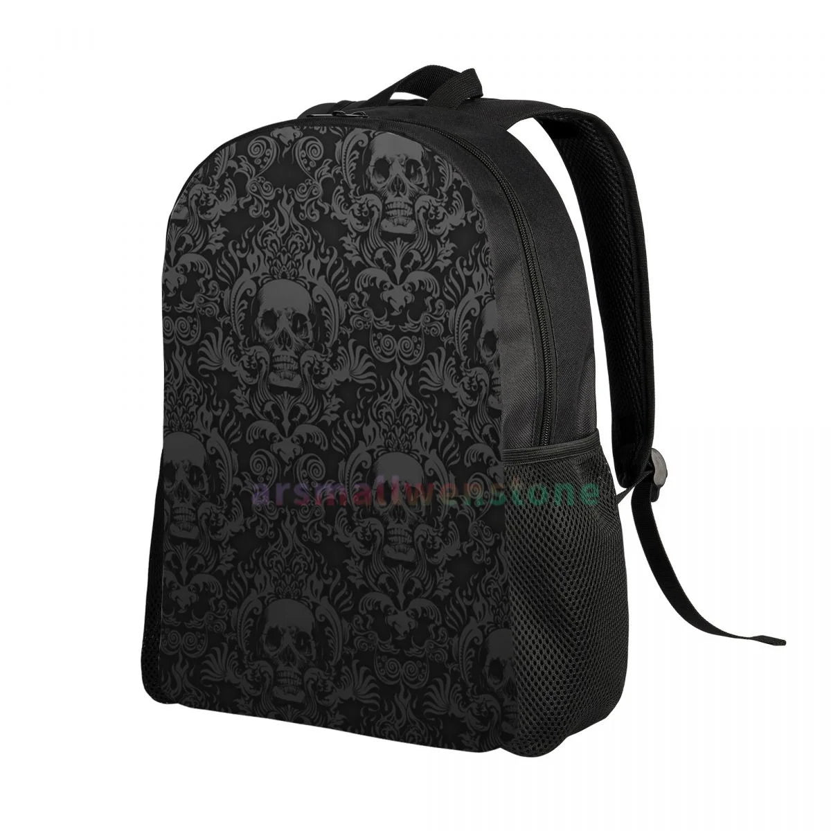 Goth Gothic Black Skull Stylish Backpack for Women Men, Durable College Book Bag for Outdoor Sports Hiking Camping Travel