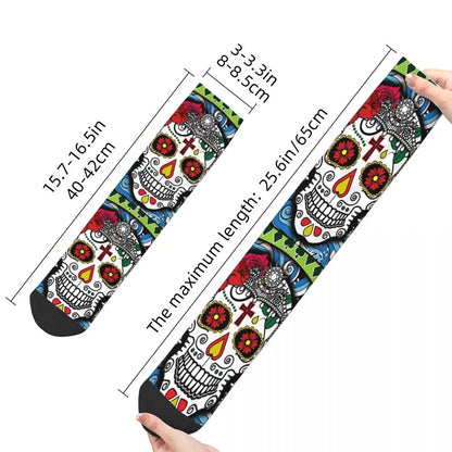 Sugar Skull Day Of The Dead Water Sugar Skull Poster Men Women Socks Cycling Novelty Spring Summer Autumn Winter Stockings Gift