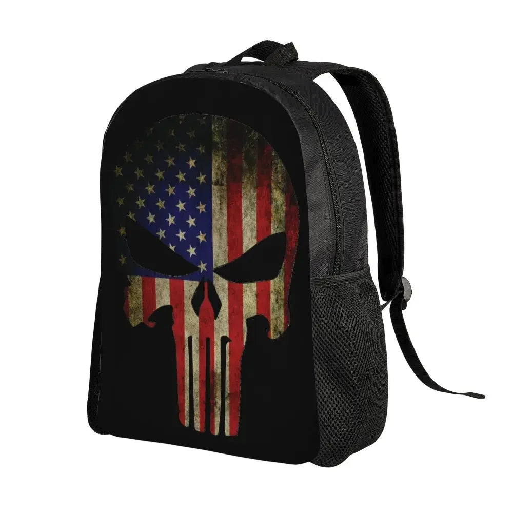 Customized Superhero Backpack Men Women Basic Bookbag for College School Punisher Skull Symbol Bags