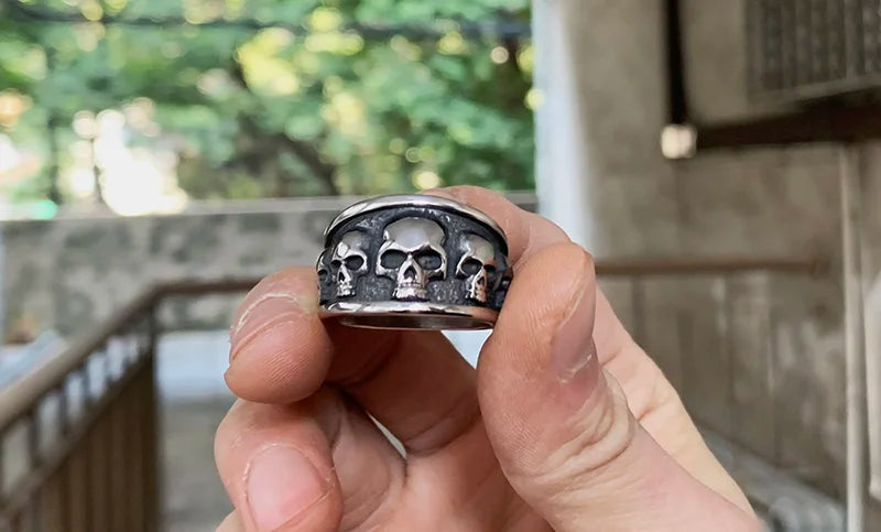 Style Stainless Steel Gothic Accessories Lost Skull Ring Anel Masculino Punk Jewelry Gift OSR731