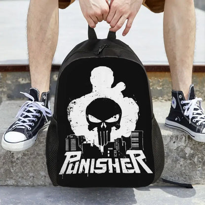 Customized Superhero Backpack Men Women Basic Bookbag for College School Punisher Skull Symbol Bags