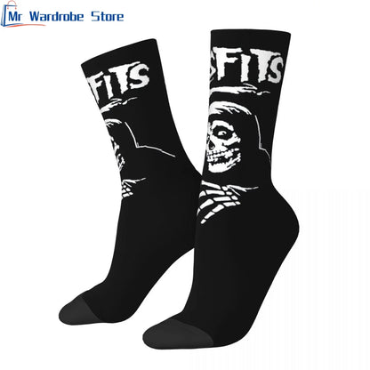 Misfits Skull Funny Socks for Men Women Male Unisex Crazy Street Style Printed Happy Crew Sock with Print Summer