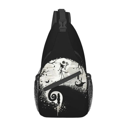 Custom Halloween Skull Jack Sling Crossbody Backpack Men Tim Burton Christmas Horror Movie Shoulder Chest Bag for Hiking