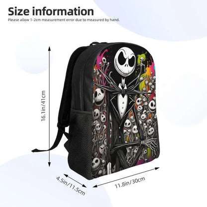 Custom Nightmare Before Christmas Backpacks for Men Women School College Student Bookbag Skellington Halloween Skull Bags