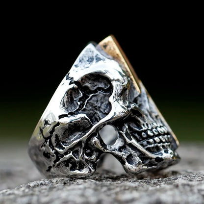 New Stainless Steel Lightning Skull Ring For Men Punk Rock Gothic Punk Metal Rock Biker Jewelry Accessories Wholesale