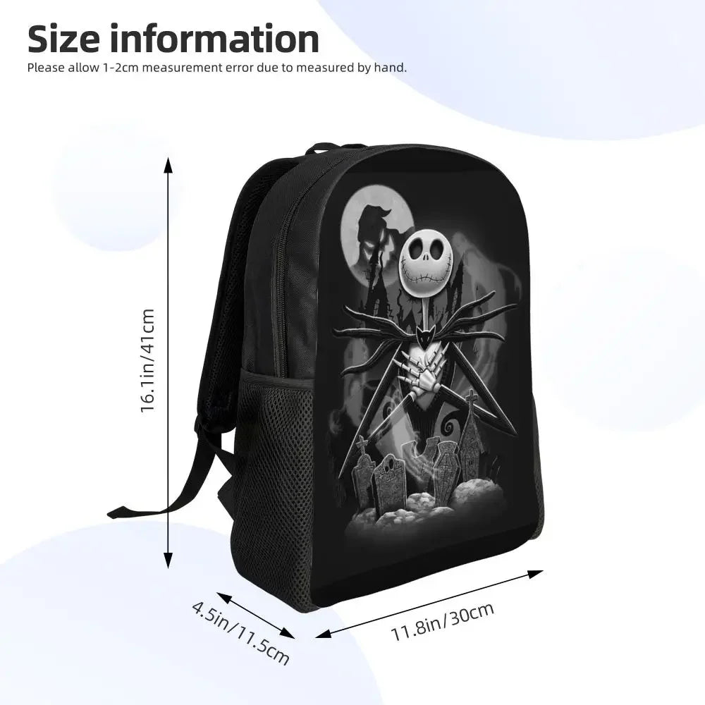 Custom Nightmare Before Christmas Backpacks for Men Women School College Student Bookbag Skellington Halloween Skull Bags