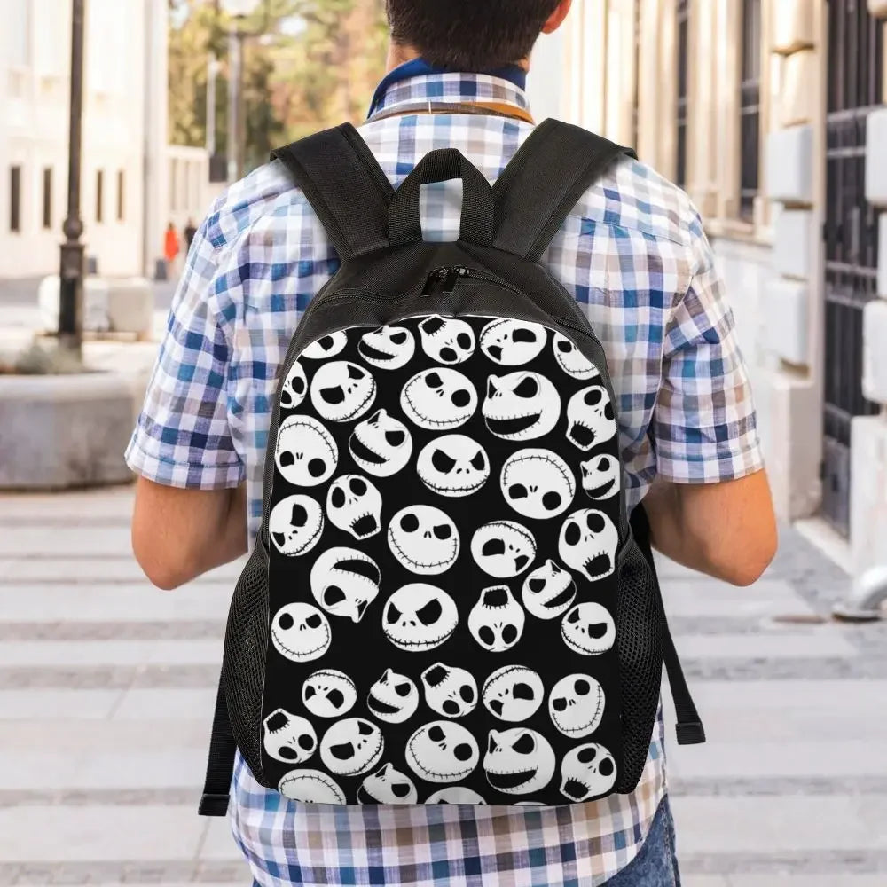 Custom Nightmare Before Christmas Backpacks for Men Women School College Student Bookbag Skellington Halloween Skull Bags