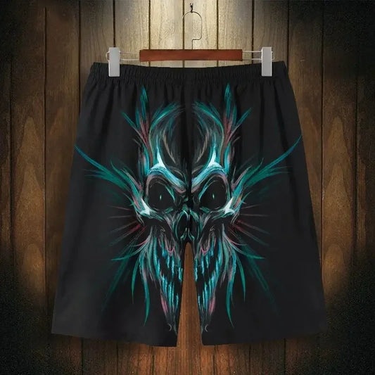 Summer Men's Beach Pants Skull Casual Pants Quick-Drying Shorts Explosive 3D Printed Breathable Comfortable Sports Shorts