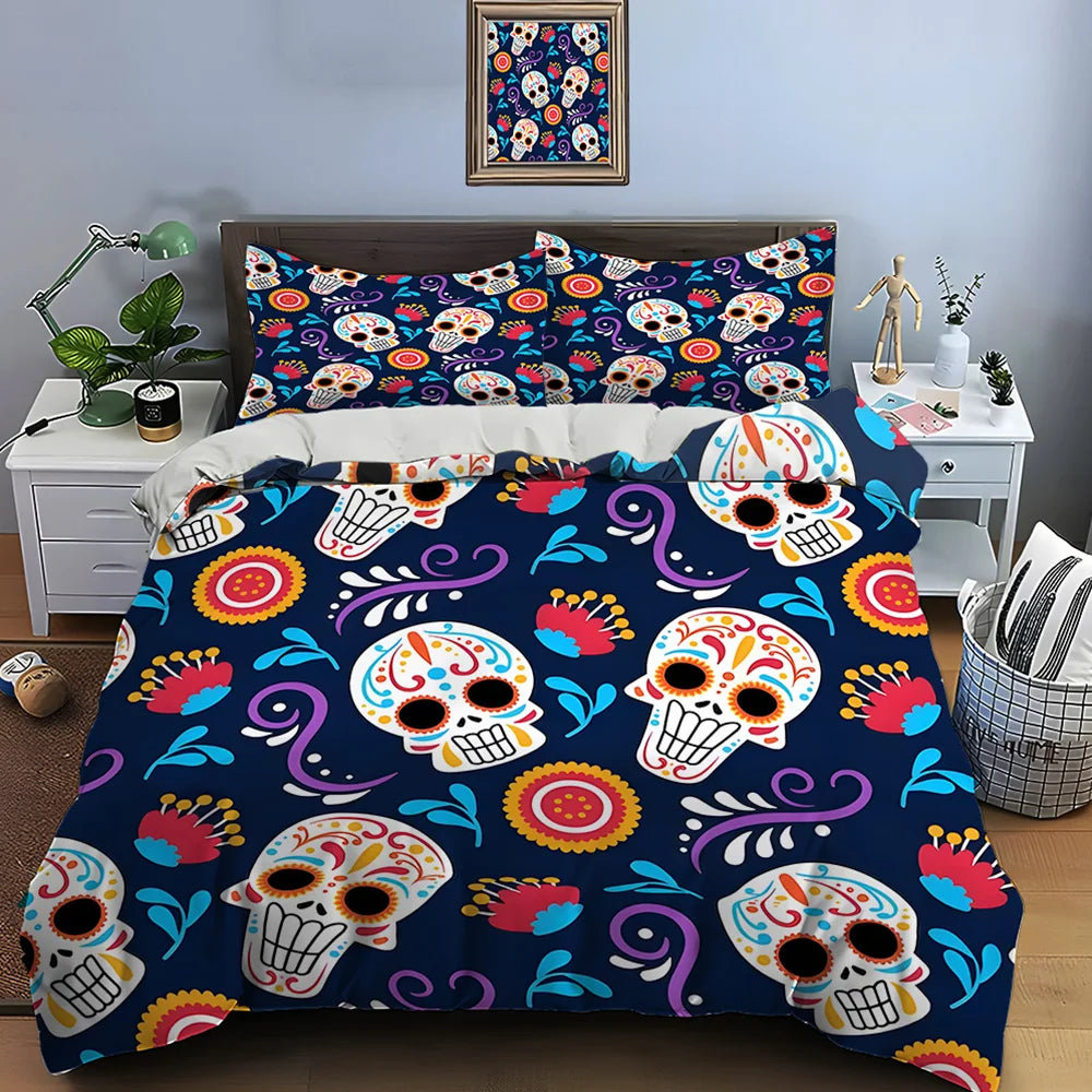 Mexican Style Skull Guitar Print Bedding Set Duvet Cover 1 Duvet Cover 2 Pillowcases Adult and Kids Bedding Set Luxury Gifts