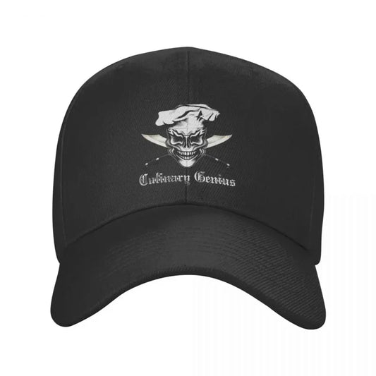 Personalized Culinary Genius Skull Chef Baseball Cap Women Men Adjustable Cooking Pirate Dad Hat Streetwear Snapback Hats